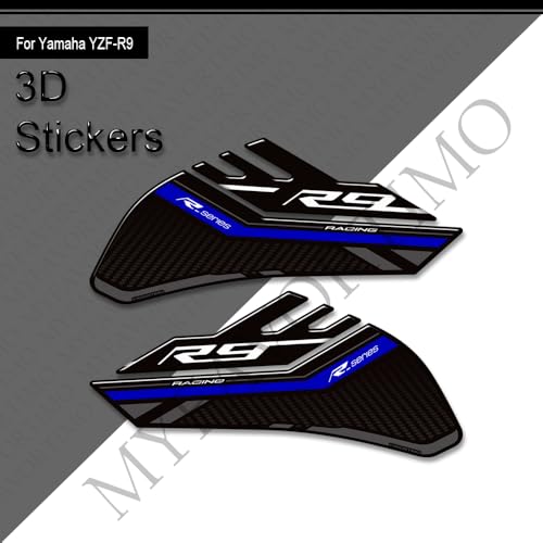 Motorcycle Tank Pad Compatible with Yamaha YZF R9 YZFR9 2025 2026 Motorcycle Fuel Tank Protector Gas Tank Decals YZF R9 Tank Pad Fuel Tank Kit Knee Stickers Decals Protection (A-9) - color: A-9