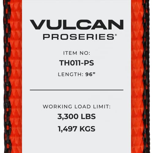 VULCAN Car Tie Down with Chain Anchors - Lasso Style - 2 Inch x 96 Inch - 4 Pack - PROSeries - 3,300 Pound Safe Working Load - size: Chain Anchors - ProSeries Orange (4 Pack)