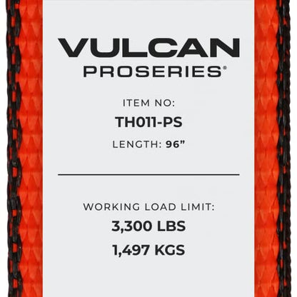 VULCAN Car Tie Down with Chain Anchors - Lasso Style - 2 Inch x 96 Inch - 4 Pack - PROSeries - 3,300 Pound Safe Working Load - size: Chain Anchors - ProSeries Orange (4 Pack)