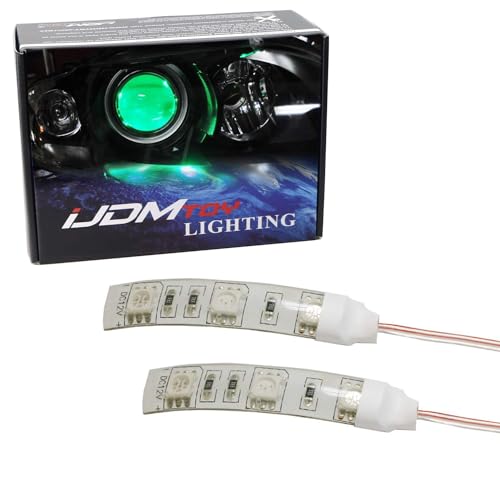 iJDMTOY Green 3-SMD-5050 LED Accent Ambient Lighting Ribbons Compatible with Car Motorcycle Projector Demon Eyes Retrofit - style: Green