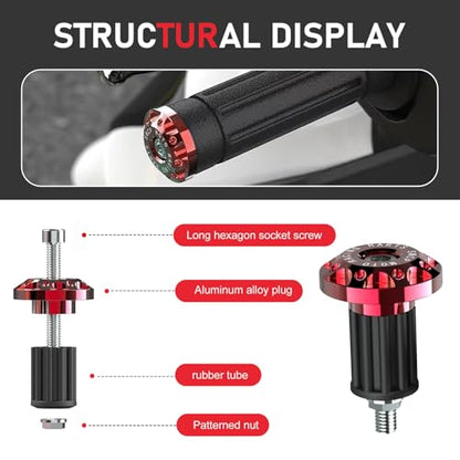 2 PCS Motorcycle Bar End Plug, Metal Rustproof Handlebar Grip End Caps, Personalized Moto Grips Ends Replacement, Universal for Most Dirt Bikes Motorcycle (Red) - color: Red