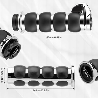 Motorcycle Hand Grips 1 Inch 25MM Handlebar Grip Throttle Non-Slip Universal Compatible with Harley Davidson Dyna Sportster 883 Road King Electra Glide Street Glide - color: Chrome-A