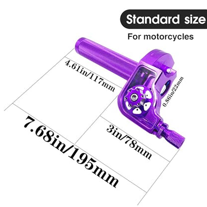 Motorcycle Throttle Grip 7/8" 22mm CNC Aluminum Quick Twister with Throttle Cable for KLX CR CRF EXC XR CRF50 CRF230 50 110 125 230 250 Dirt Pit Bike Motocross Motorbike Quad ATV - color: Purple