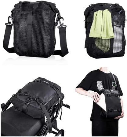 Waterproof Motorcycle Tail Bag 10L Motorbike Rear Rack Storage Bag Saddle Pannier for Touring Adventure Commuting Black - size: 10L