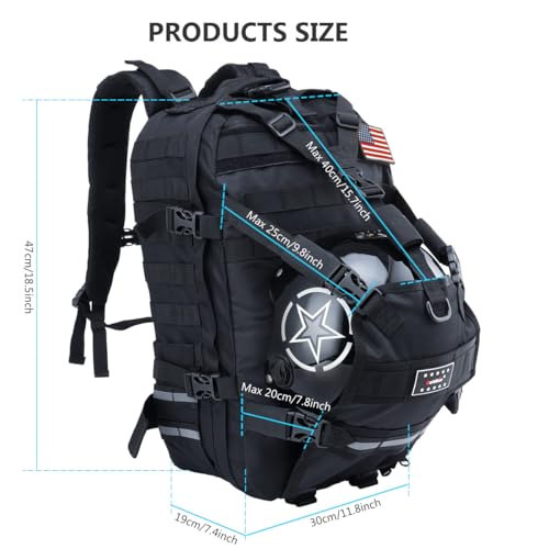 Motorcycle Backpack for Men Riding Helmet Backpacks with Hat Carrier/Storage Waterproof Large Capacity Travel Bag Motorcycle Cycling Gear Accessories