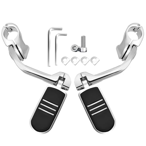 1.25" Motorcycle Foot Pegs Adjustable Highway Pegs for Harley Davidson Touring Road King Road Glide Street Glide Electra Glide Dyna Sportster Softail 1 1/4" Crash Bar Highway Peg, Chrome - color: B01-Chrome, size: Long