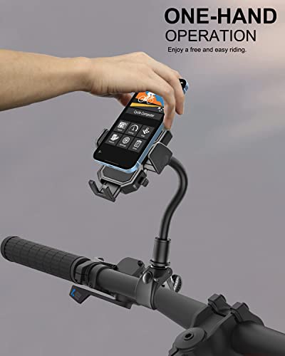 Gooseneck Bike Phone Holder, Motorcycle Phone Mount - Bicycle Handlebar Cell Phone Clip for Electric Scooter, Dirt Mountain Cycling for iPhone 17 Air Pro Max 16 15 14 13 12 11, All Smartphones