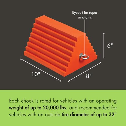 Checkers One Large Wheel Chock for 27-32" Tires, Heavy Duty Wheel Chocks for Semi Trucks, Utility, Tractor Trailer, 20k lb Load Capacity, Made in the USA, Polyurethane, UCTS003