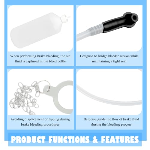 Car Brake Bleeder Bottle Kit,Practical One Man Brake Bleeder Kit Includes 23.07" Hose/1L Brakes Bleed Bottle/Chain/Connector,Professional Automotive Tools Brakes Fluid Bleeders Kits