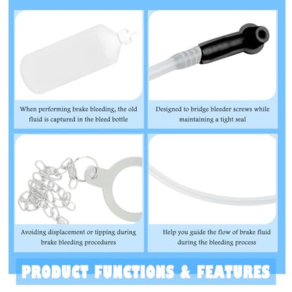 Car Brake Bleeder Bottle Kit,Practical One Man Brake Bleeder Kit Includes 23.07" Hose/1L Brakes Bleed Bottle/Chain/Connector,Professional Automotive Tools Brakes Fluid Bleeders Kits
