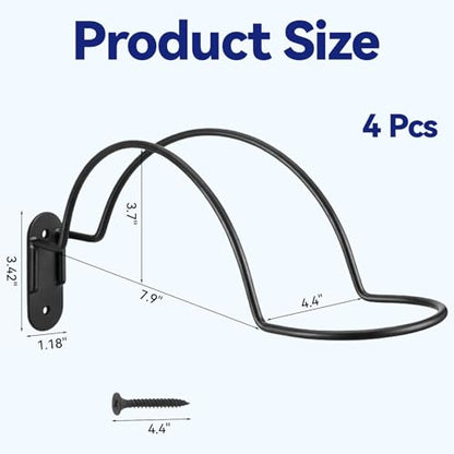 4 Pack Wall Mounted Helmet Rack, Storage Display Rack Helmet Holder Hook Heavy-Duty Metal Racks with Screws for Equestrian Motorcycle Baseball Hockey Rugby Helmets