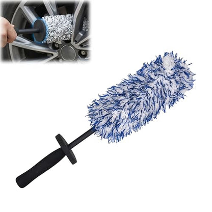 2026 Upgraded Long Handle Wheel Brush, Microfiber Non-Scratch Car Detailing Tool, Soft Bristle Deep Cleaning for Rims, Tires & Wheel Wells, Ergonomic Grip for Easy Wash (1 Pcs, Medium size)