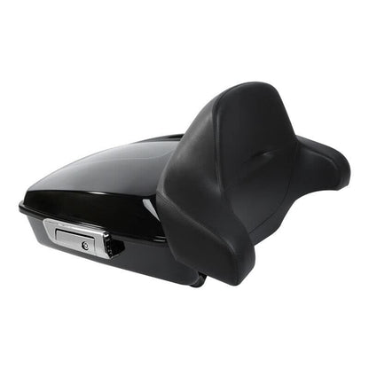 TCMT Chopped Motorcycle Trunk Box Backrest Detachable Mounting Rack Fit For Harley Touring 1997-2008 Road King Road Street Electra Glide Pack - color: Set C1 Chrome Latches#Black Rack
