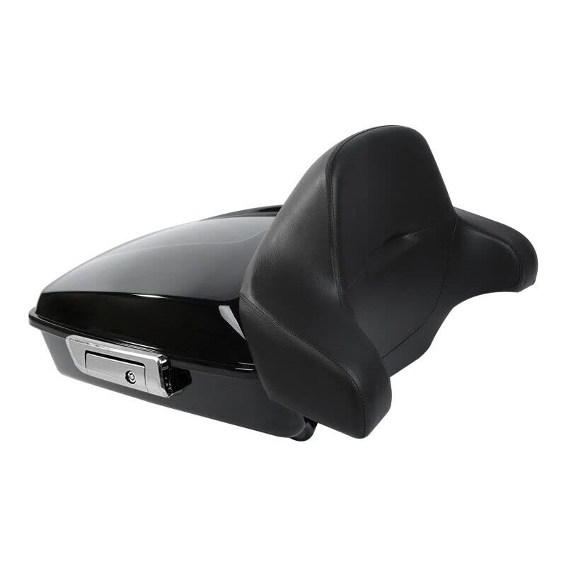 TCMT Chopped Motorcycle Trunk Box Backrest Detachable Mounting Rack Fit For Harley Touring 1997-2008 Road King Road Street Electra Glide Pack - color: Set C1 Chrome Latches#Black Rack
