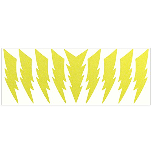 LiteMark Reflective Lightning Bolt Sticker, Bike, Helmet, Lemon Yellow, 4 Inch - Pack of 9 Pcs - color: Lemon Yellow