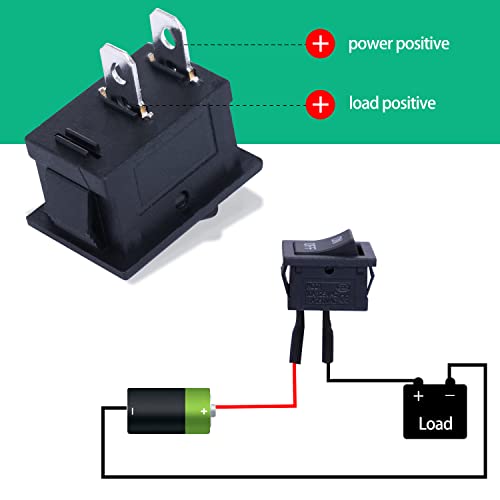 Twidec/5Pcs Rocker Switch AC 6A/250V 10A/125V SPST 2 Pins 2 Position ON/Off Car Boat Square Black Rocker Switch Toggle with Pre-soldered Wires KCD1-1-101-ON-OFF-X - color: Black-Square-ON OFF-5PCS