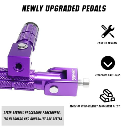 Universal Motorcycle Bicycle Folding Passenger Foot Pegs M8 Rearsets Rear Set Footrests Footpeg Foot Rest Peg Pedals For Bike Install Hole 8mm (A-ZDJT-012-Purple) - color: A-ZDJT-012-Purple