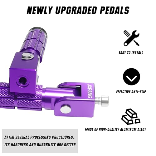 Universal Motorcycle Bicycle Folding Passenger Foot Pegs M8 Rearsets Rear Set Footrests Footpeg Foot Rest Peg Pedals For Bike Install Hole 8mm (A-ZDJT-012-Purple) - color: A-ZDJT-012-Purple