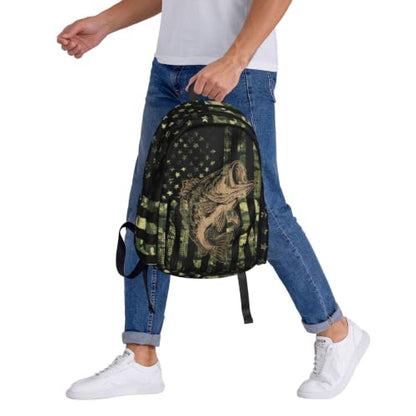 Camo Fish Backpack Bookbag Laptop Backpacks Multipurpose Daypack for Boys Girls School Men Women Travel Hiking - color: Camo Flag