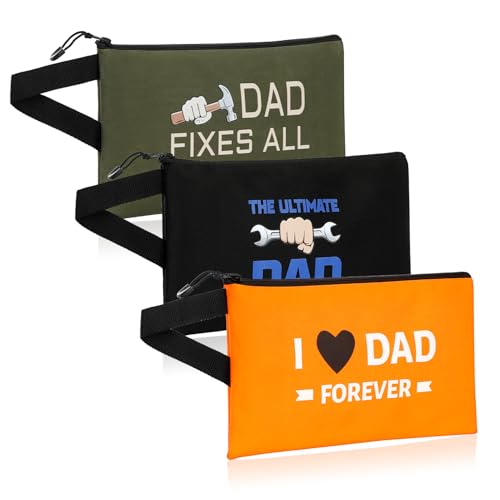 3 Pack 12.5 Inch Zipper Tool Pouches for Dad Husband Birthday Gifts | Ideal for Electricians, Plumbers, HVAC & Diyers, Multi-Purpose Organizes Wrenches, Pliers, Screwdrivers, and Daily Hand Tools - color: Style B-Black, Army Green, Orange