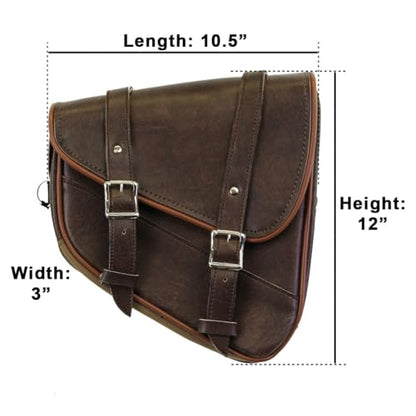 Vance Leather Highland Drifter Distressed Brown Right Side Motorcycle Swing Arm Bag Universal Fit for Harley, Honda, Yamaha, Kawasaki & Indian Cruiser Models - style: Highland Drifter - Right Side