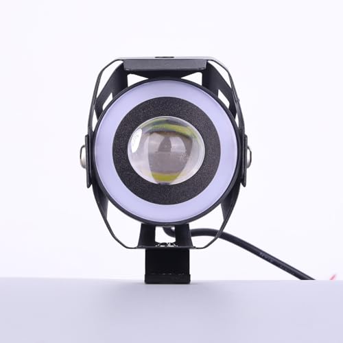 Motorcycle LED Fog Lights U7 Spotlight with High Low Strobe Beam Halo Rings White Central with U7 LED Running DRL Switches Clamps Universal Spotlights Driving Lights 2 Packs - color: Colorful