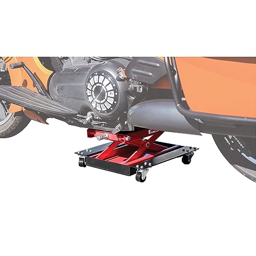 Extreme Max 5001.5059 Wide Motorcycle Scissor Jack with Dolly - 1100 lbs.