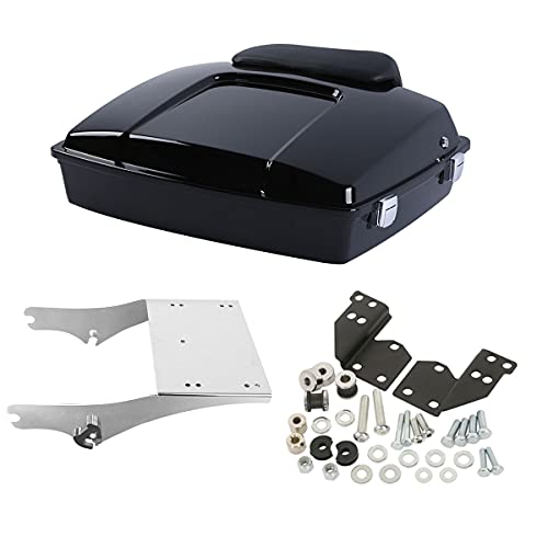 TCMT 5.5" Razor Motorcycle Trunk Backrest Pad Mount Rack Docking Hardware Fit For Harley Touring 1997-2008 Touring Road King Electra Glide Road Glide Pack - color: Chrome Lacthes Trunk, size: Set C Chrome Rack