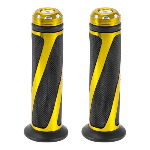Motoforti 7/8" 22mm 15/16" 24mm Universal Motorcycle Hand Grips Cover Rubber Aluminum Alloy Handlebar Grips for Motorcycle Scooter Bicycle Black Yellow 1pair - color: Yellow