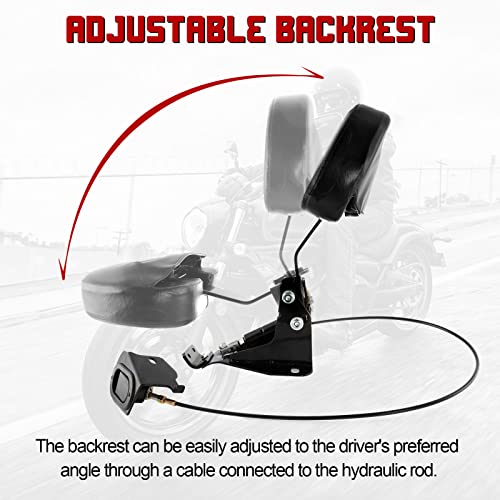 INNOGLOW Motorcycle Backrest - Adjustable Detachable Driver Rider Backrest Black Back Rest Pad Fit for Harley Davidson Touring Street Glide Electra Glide Road Glide Road King CVO 2009-2020 - color: Style-3/Black Arm(with skull printed)