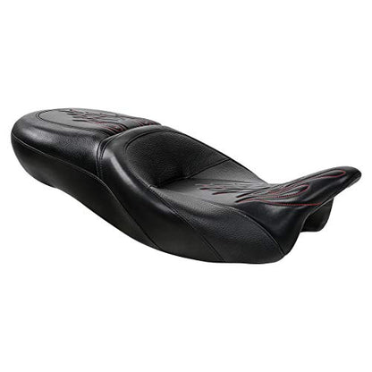 C.C. RIDER Driver Rider Passenger Seat - 2-Up One-Piece Seat Fit for Harley Touring Road King Street Glide Road Glide Electra Glide 2009-2023 - color: Motorcycle Seat Red