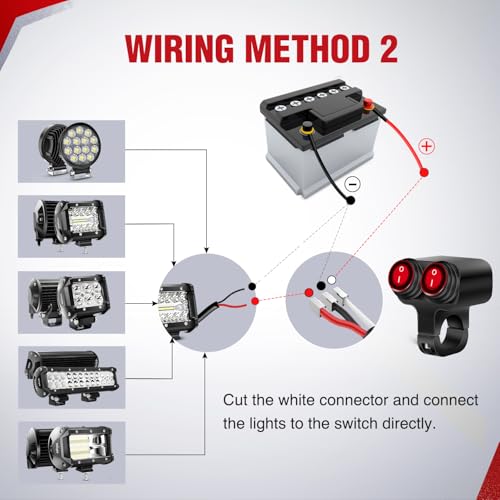 Nilight Motorcycle Handlebar Switch Plug and Play 12V ATV Light Switches Dual Push Button Waterproof ON Off for UTV Driving Lights Fits 22mm Handlebars - color: Motorcycle Handlebar Switch-Dual Control