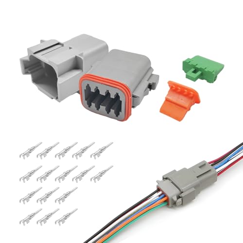 DT 8 Pin Connector Kit, 16 AWG Automotive Waterproof Electrical Plug 8 Way Male Female Socket, DT04-2P DT06-8S Connectors with Crimp Wire Terminals for Car Truck Motorcycle - color: 8 Pin