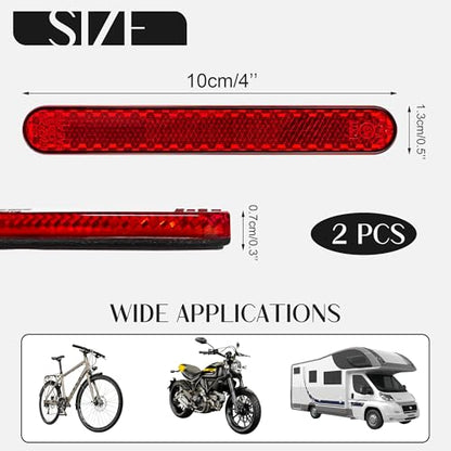 BlingKingdom 2 PCS Self-Adhesive Motorcycle Safety Reflectors High-Intensity Red License Plate Reflectors for Bicycle, Cars, Trucks, Trailer, Boat