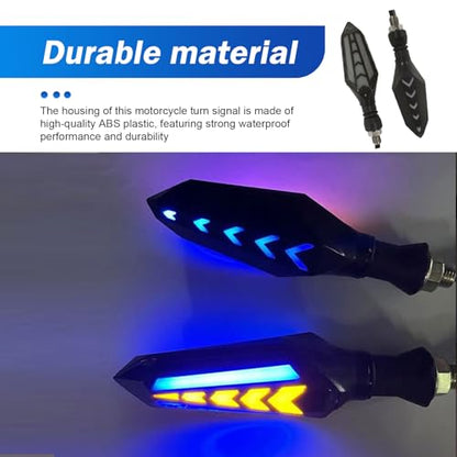 4 PCS Motorcycle Turn Indicator Lights, Arrow Shape Flowing Turn Signal LED with Daytime Running Lights, LED Double-sided Flowing Blinker, Cool Modified Accessories for Motocycle (Blue)