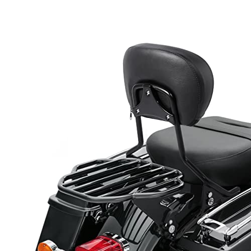XFMT Motorcycle King Detachable Two-Up Luggage Rack for Harley Touring Road King Street Glide Road Glide Electra Glide 2009-Later, Flat Black - color: Harp-Shape Luggage Rack-Matte Black