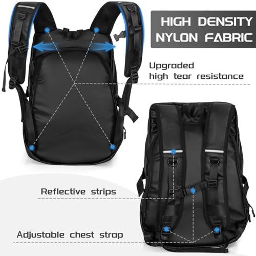 Motorcycle Backpack, Waterproof Helmet Backpacks for Men Large Capacity Storage Motorcycle Bag with Reflective Stripe - size: Large