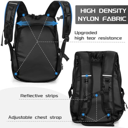 Motorcycle Backpack, Waterproof Helmet Backpacks for Men Large Capacity Storage Motorcycle Bag with Reflective Stripe - size: Large