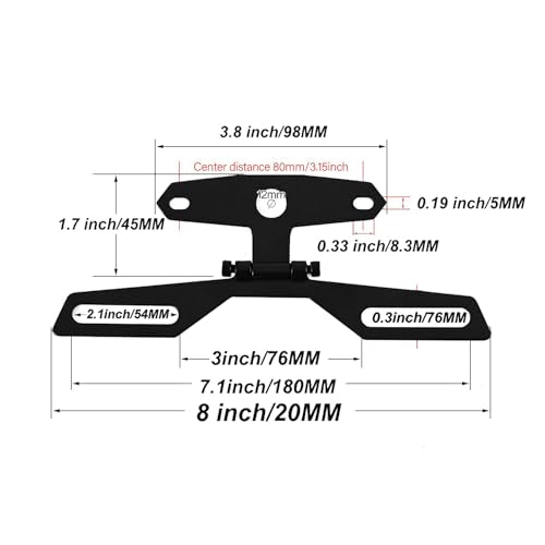 Universal Motorcycle License Plate Bracket, Adjustable Folding Mount Holder with Tail Light, for Scooter ATV Dirt Bike.Car Accessories (Black#M) - color: Black#M