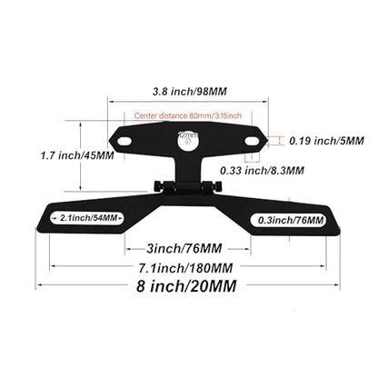 Universal Motorcycle License Plate Bracket, Adjustable Folding Mount Holder with Tail Light, for Scooter ATV Dirt Bike.Car Accessories (Black#M) - color: Black#M