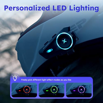 D10 Motorcycle Bluetooth Headset with Natural AI Voice Control, Bluetooth 5.4 Helmet Intercom for 4 Riders with ENC Noise Canceling, Audio Multitasking, FM, IPX7, Fits Snowmobile/ATV, 2 Pack - style: D10-2 Pack
