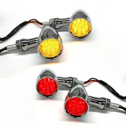 DREAMIZER 4pcs LED Motorcycle Amber Red Front Rear Brake Turn Signal Light Blinker Driving Tail Light Compatible With Sportster 883 Street bike Dirt bike Cruiser and chopper - color: Chrome
