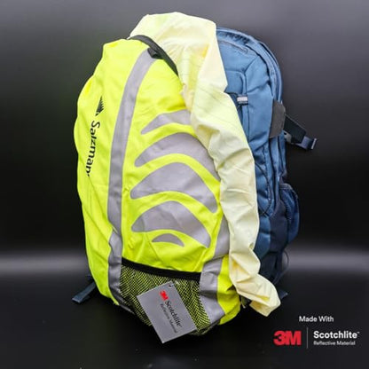 Salzmann Reflective Backpack Cover | Hi Vis, Waterproof | for Cycling & Outdoor Activities | Made with 3M Scotchlite - color: Yellow/Orange (Standard)