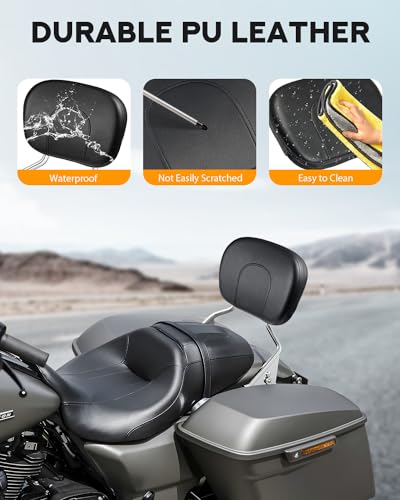 PBYMT Detachable Passenger Backrest Fit for Harley Touring, Quick Release Sissy Bar Compatible with Harley Davidson Street Glide Road Glide Road King Electra Glide Ultra Limited 2009-2024 (Chrome) - color: Chrome