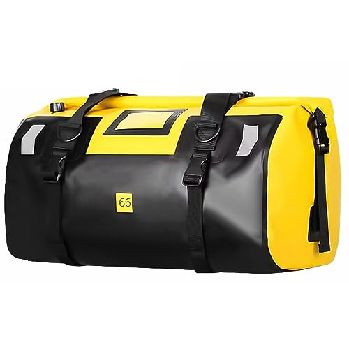 Waterproof PVC Motorcycle Dry Bag 66L Motorcycle Tail Saddle Bag Travel Luggage Storage Bag Roll Pack Bag Yellow - color: Yellow no logo