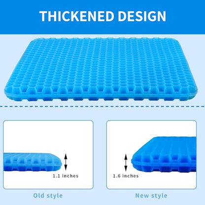 Gel Seat Cushion, Cooling Honeycomb Cushion for Long Sitting, Tailbone & Coccyx Pain Relief, Ergonomic Office Chair Pad, Breathable for Car Seat & Wheelchair(Blue) - color: Blue