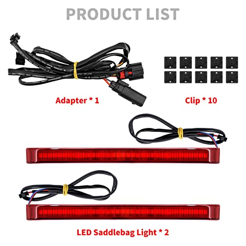 Motorcycle Saddlebag Tail Light Running Brake Sequential Turn Signal LED Lamp Fit for Harley Touring Street Gilde Road King Road Gilde Electra Glide Ultra Limited 2014-2023 (Red Lens) - color: Red Lens