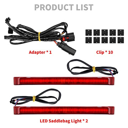 Motorcycle Saddlebag Tail Light Running Brake Sequential Turn Signal LED Lamp Fit for Harley Touring Street Gilde Road King Road Gilde Electra Glide Ultra Limited 2014-2023 (Red Lens) - color: Red Lens