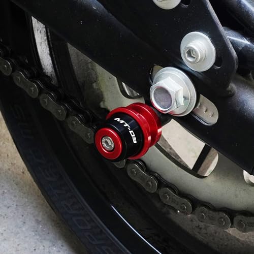 MOWOK Fit For YAMAHA MT03 MT-03 2015 2016 2017 2018 2019 2020 2021 2022 2023 2024 2025 Motorcycle Accessories 6MM Swingarm Spools Slider M6 Stand Screws (Red) - color: Red