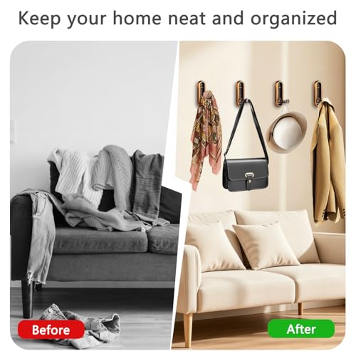 2PCS Foldable Wall Hooks, Flip Down Design with 40 lbs Heavy-Duty Capacity, Retractable Wall Hooks for Bathroom, Bedroom & Entryway Space Saving (Bronze) - color: Bronze, size: 2 Hooks